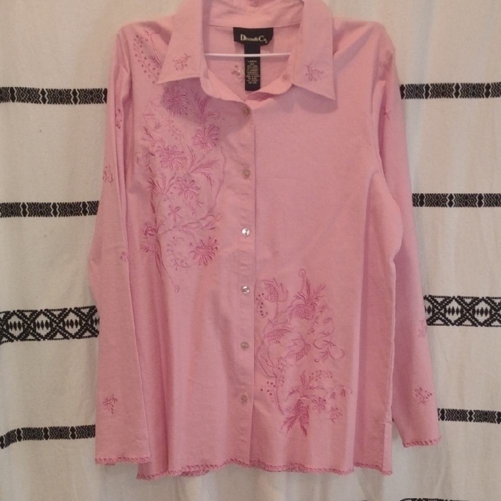 Pink Embroidered Women's Top